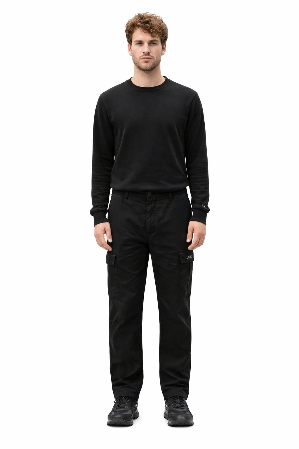 Calvin Klein Jeans Černé Pánské Rovné Dlouhé Kalhoty S Logem S I3C