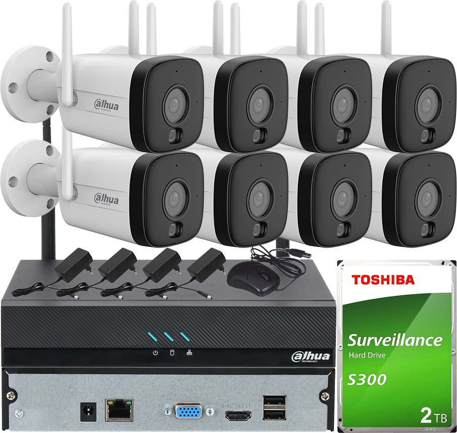 Sada pro 8 kamer WiFi Dahua IPC-HFW1539DTK1P-SW-PV 5MPx Detekce zvuku 2TB