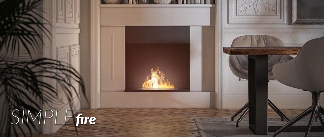 Biokominek biopalenisko do zabudowy Inbox 500 Czarny SimpleFire Kolor czarny srebrny