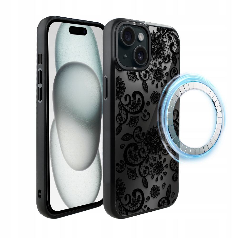 Pouzdro pro iPhone 15 Plus Ibizu DropGuard Matt s MagSafe, krajková černá barva