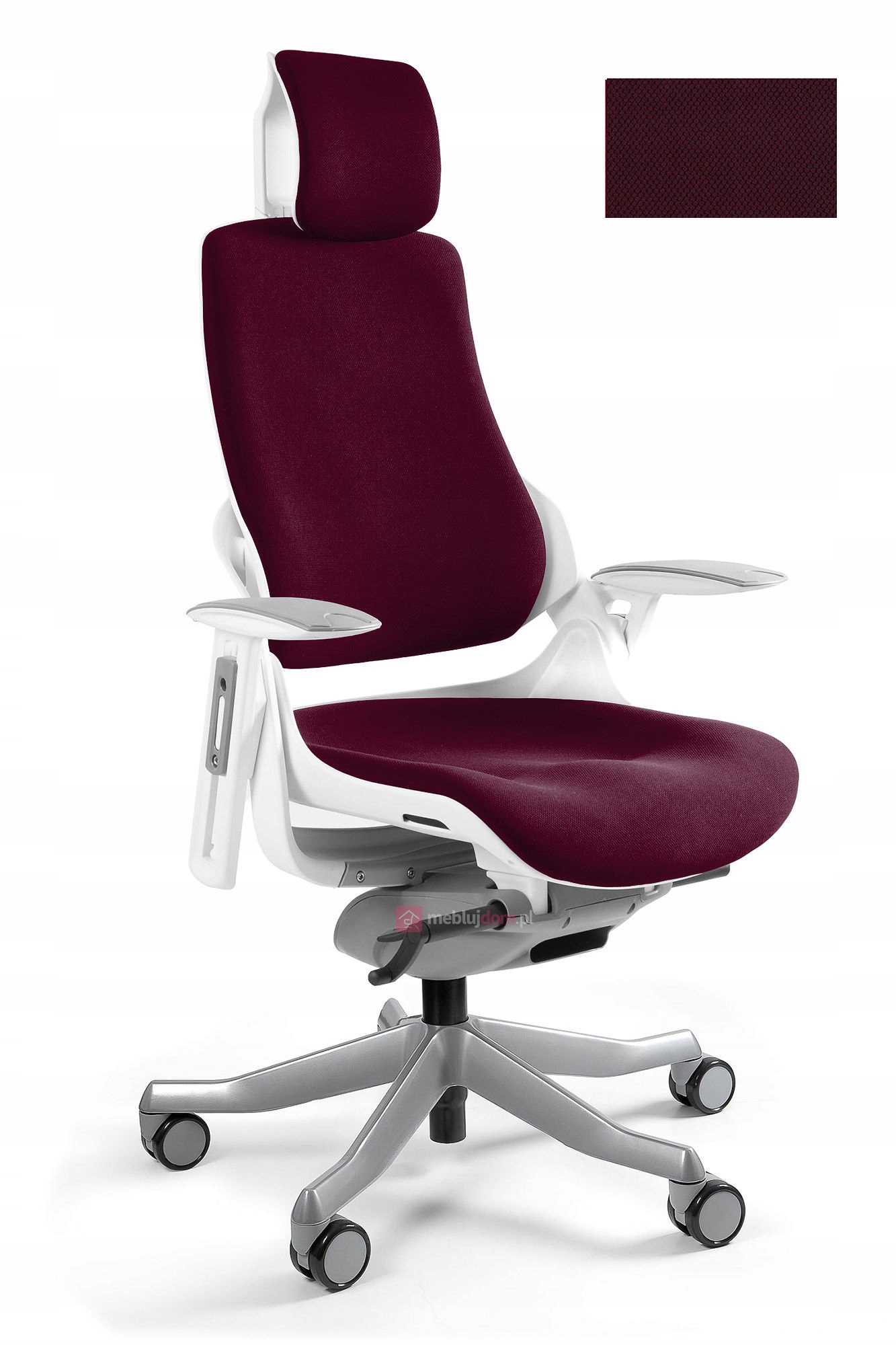 Fotel obrotowy Wau Tkanina Biały bl403 Burgundy