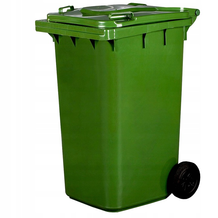 Pojemnik na odpady 240L zielony z kółkami, pokrywą i uchwytem do segregacji