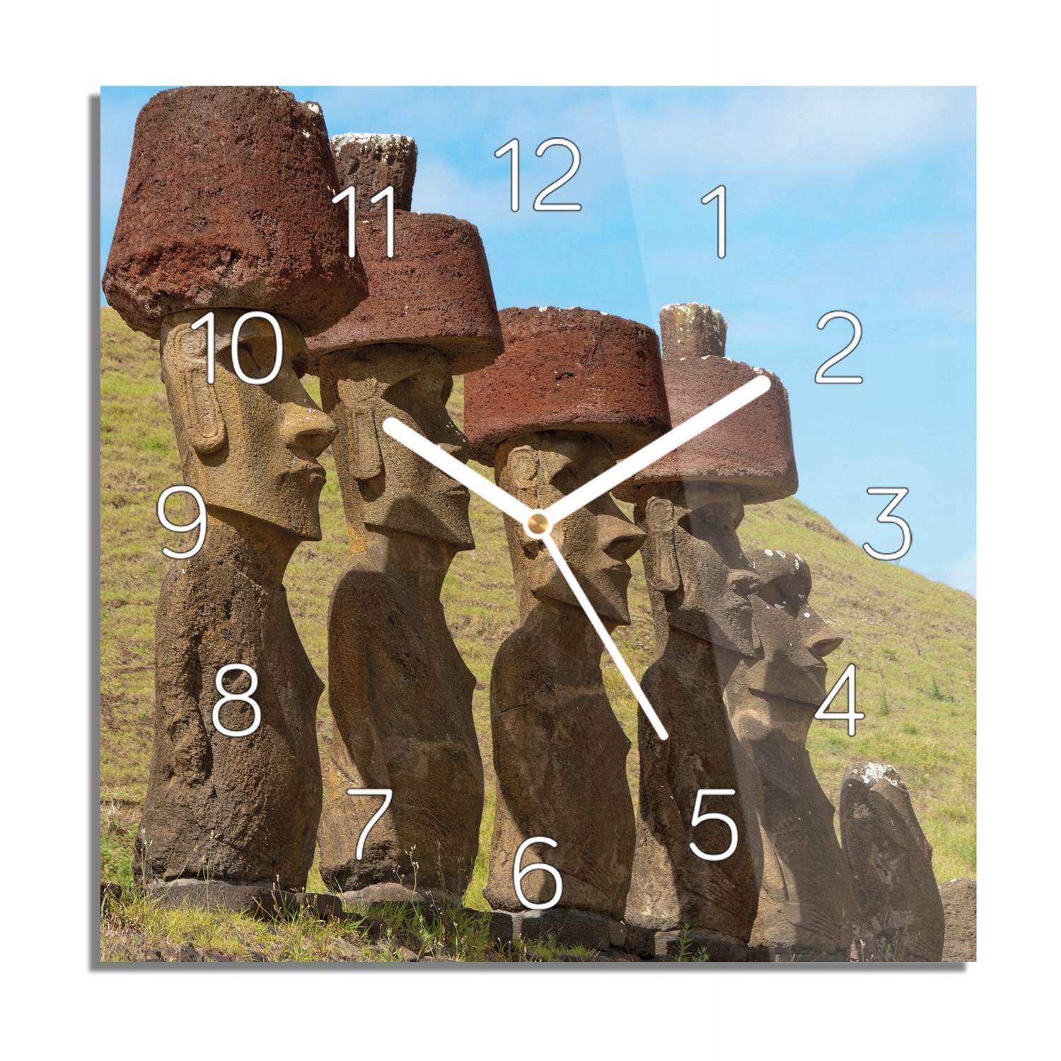 

Wyspa wielkanocna zegar szklany do salonu 30x30