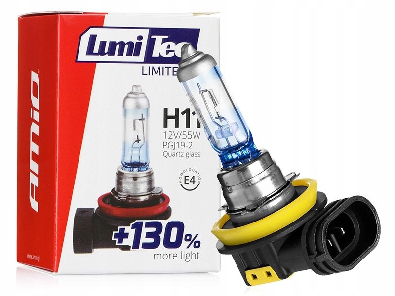 +130% Żarówki H11 12V Lumitec White 4300K