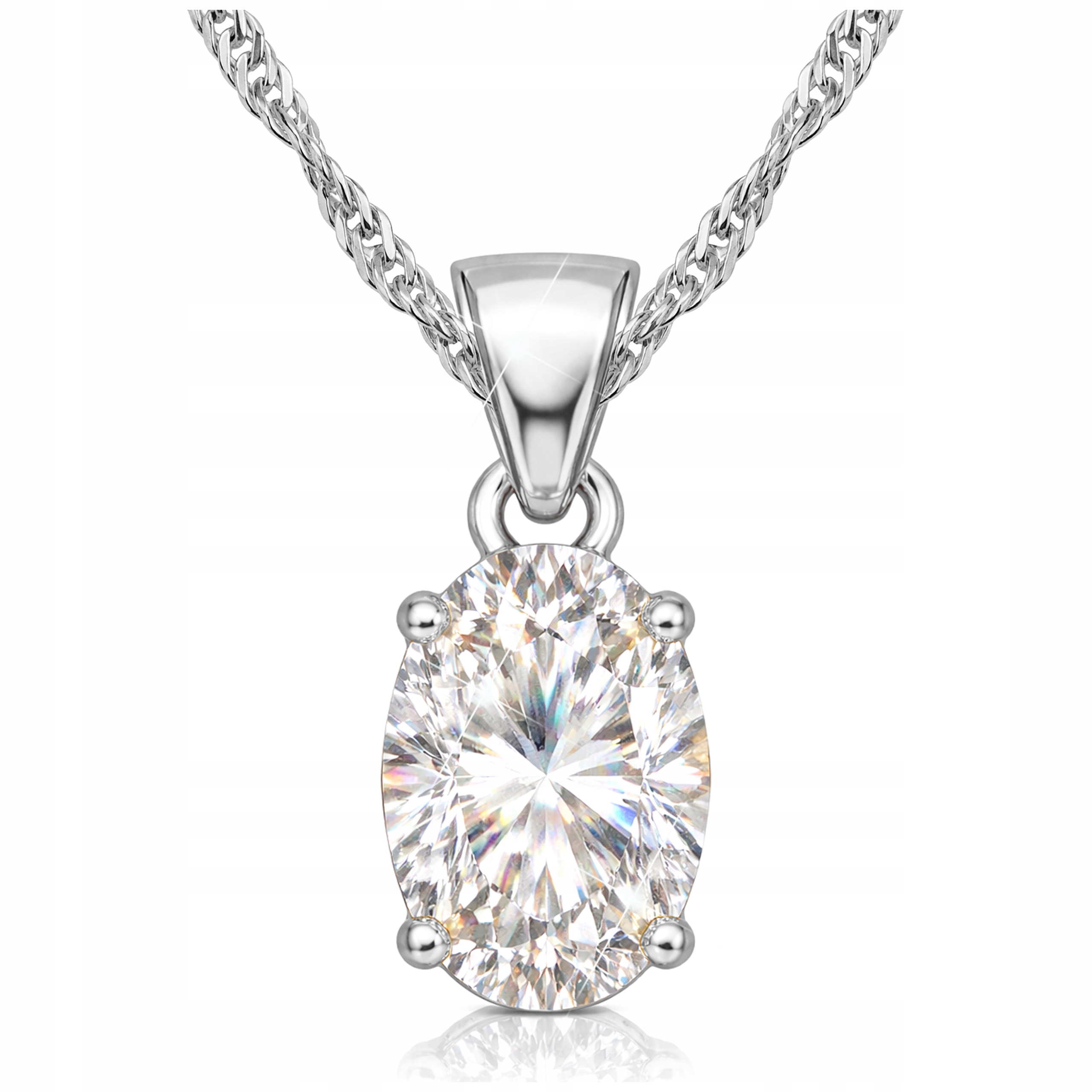 Stříbrný náhrdelník Křišťálová slza Kapka vody Bílá Zirkon Stříbro 925