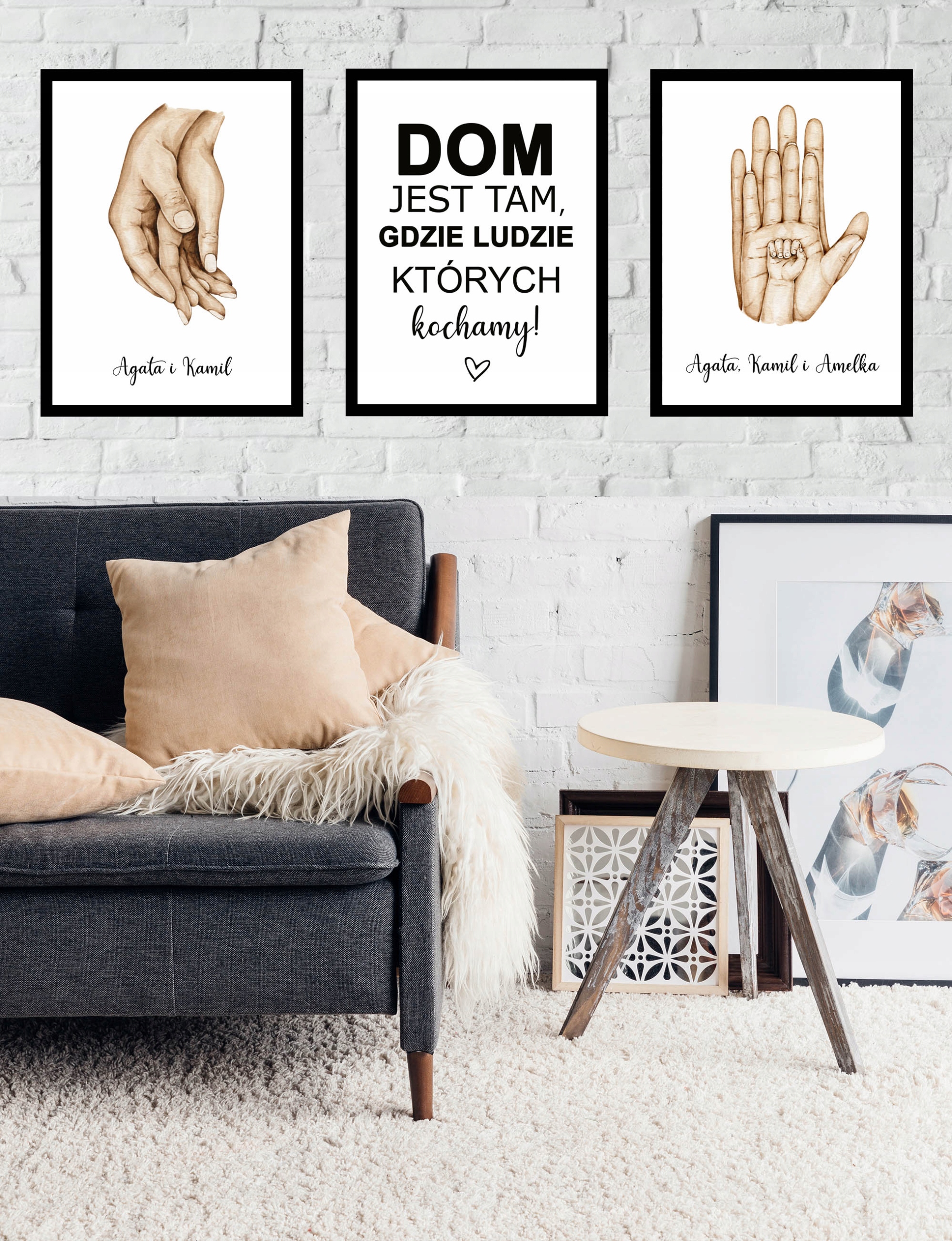 50x40 ZESTAW OBRAZY W RAMIE PLAKAT RAMKA DŁONIE RODZINA MIŁOŚĆ LOVE DZIECKO Materiał wykonania papier/karton