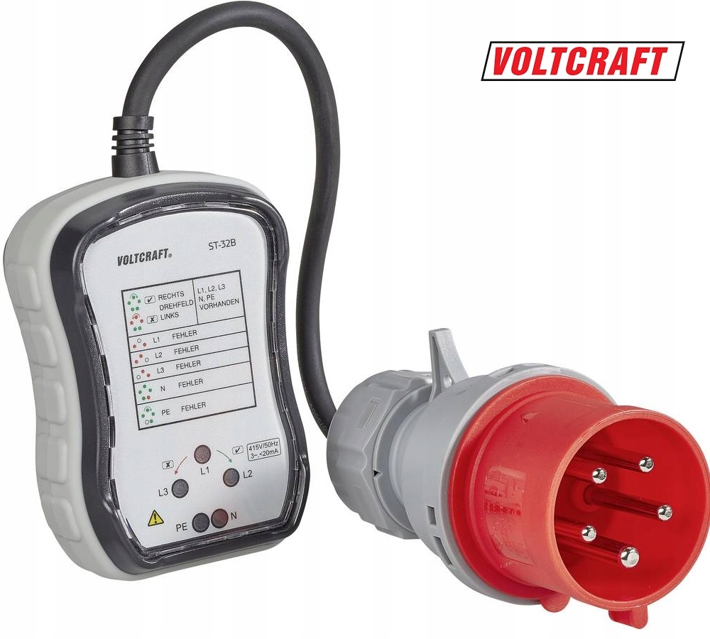 TESTER GNIAZD SIECIOWYCH TRÓJFAZOWYCH 3-FAZY 380V WTYCZKA CEE 32A VOLTCRAFT Marka Voltcraft