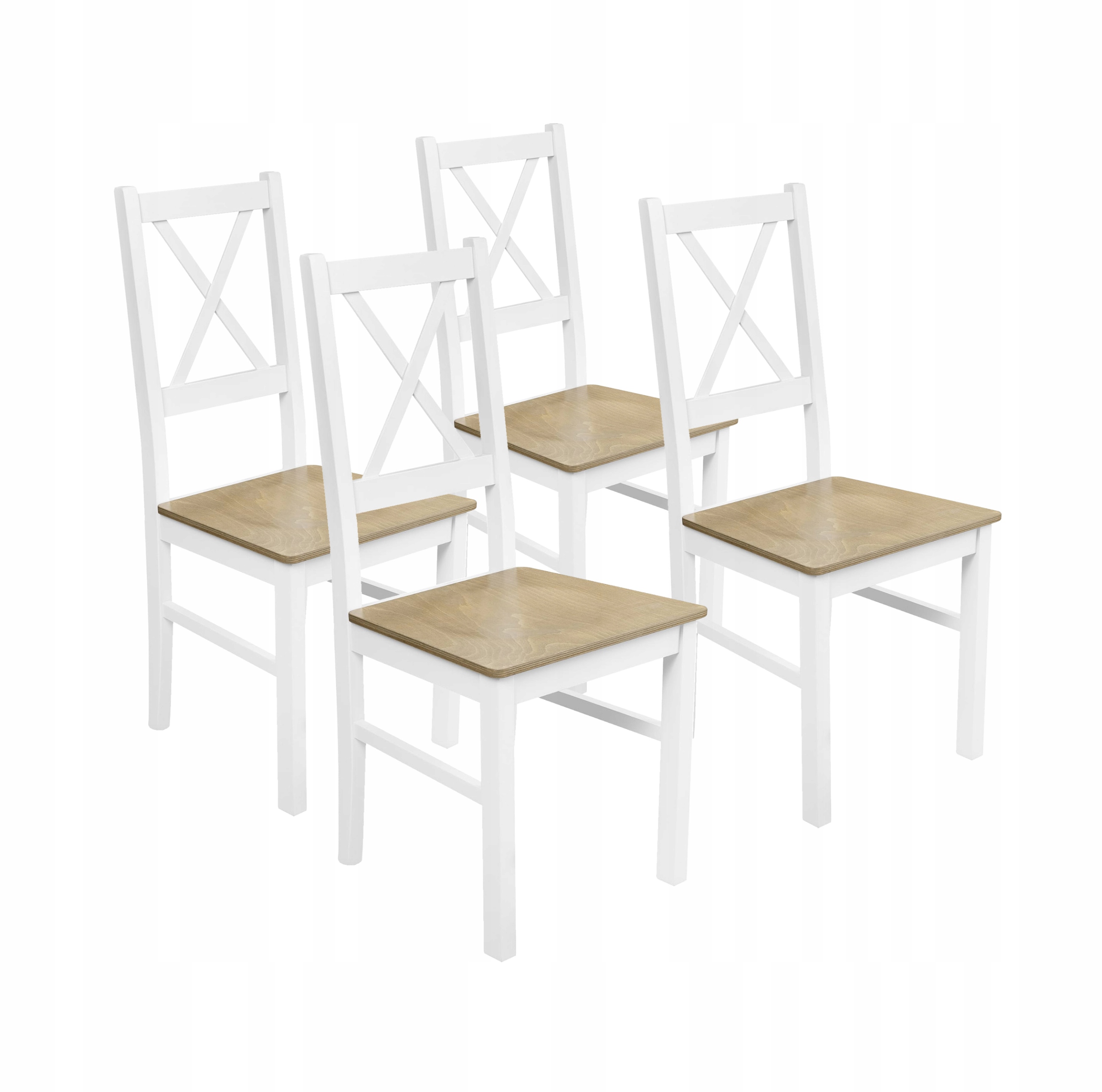 Sada 4 dřevěných jídelních židlí do kuchyně NIL10D Bílá/Dub Grandson