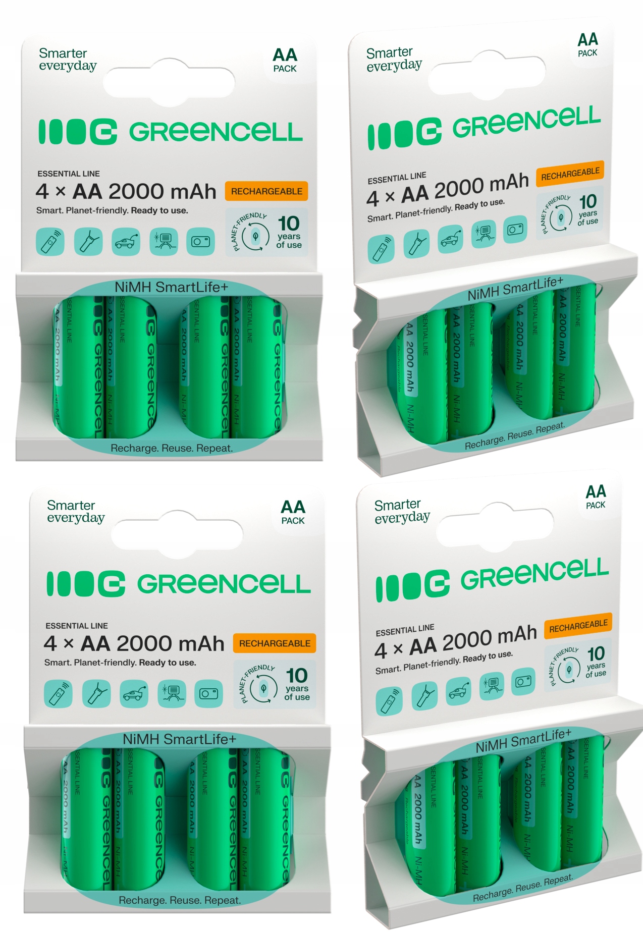 16 x Akumulátory Aa R6 2000 mAh Baterie Pro Nabíjení Solárních Lamp