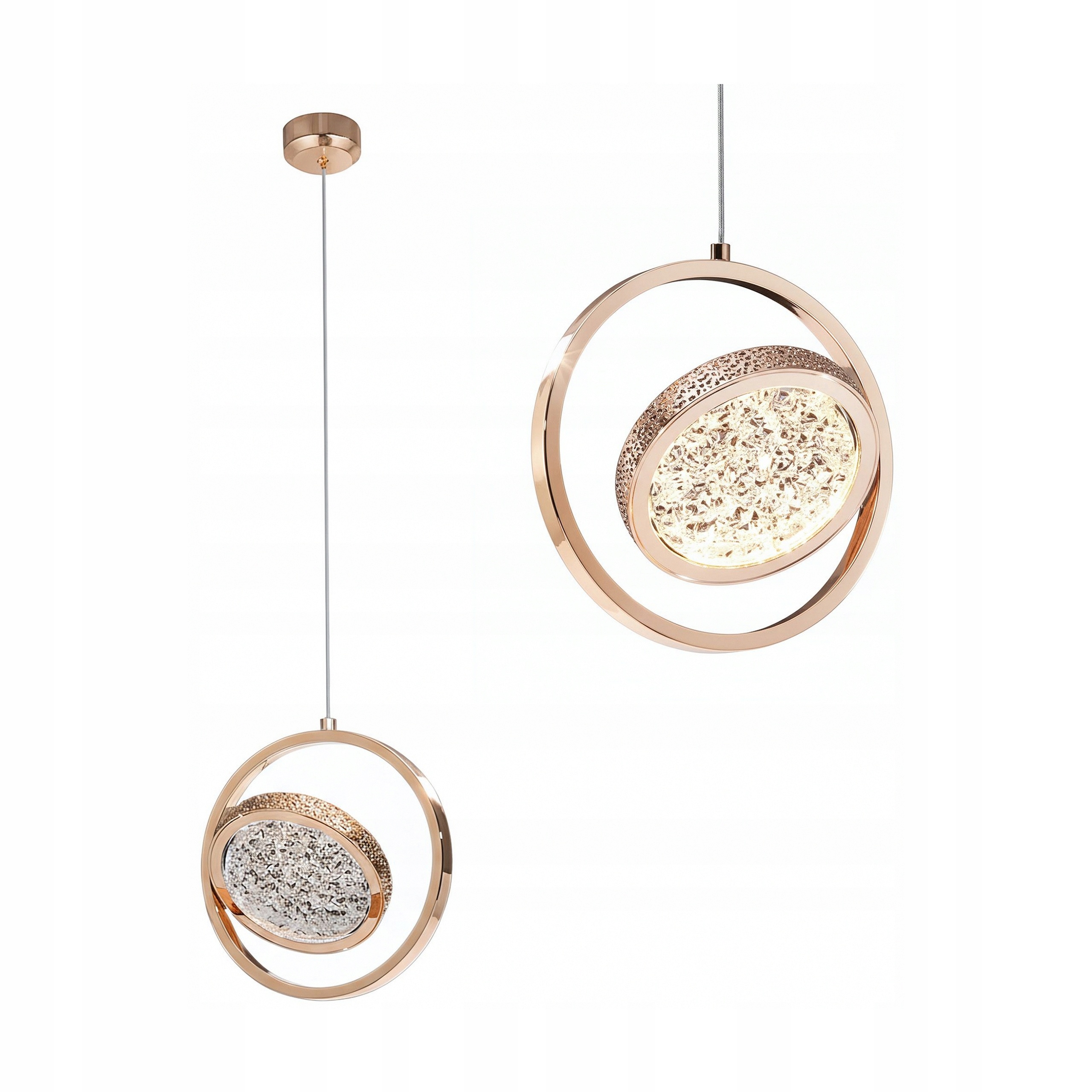 Elegantní závěsná Led lampa Růžové zlato a transparentní detaily