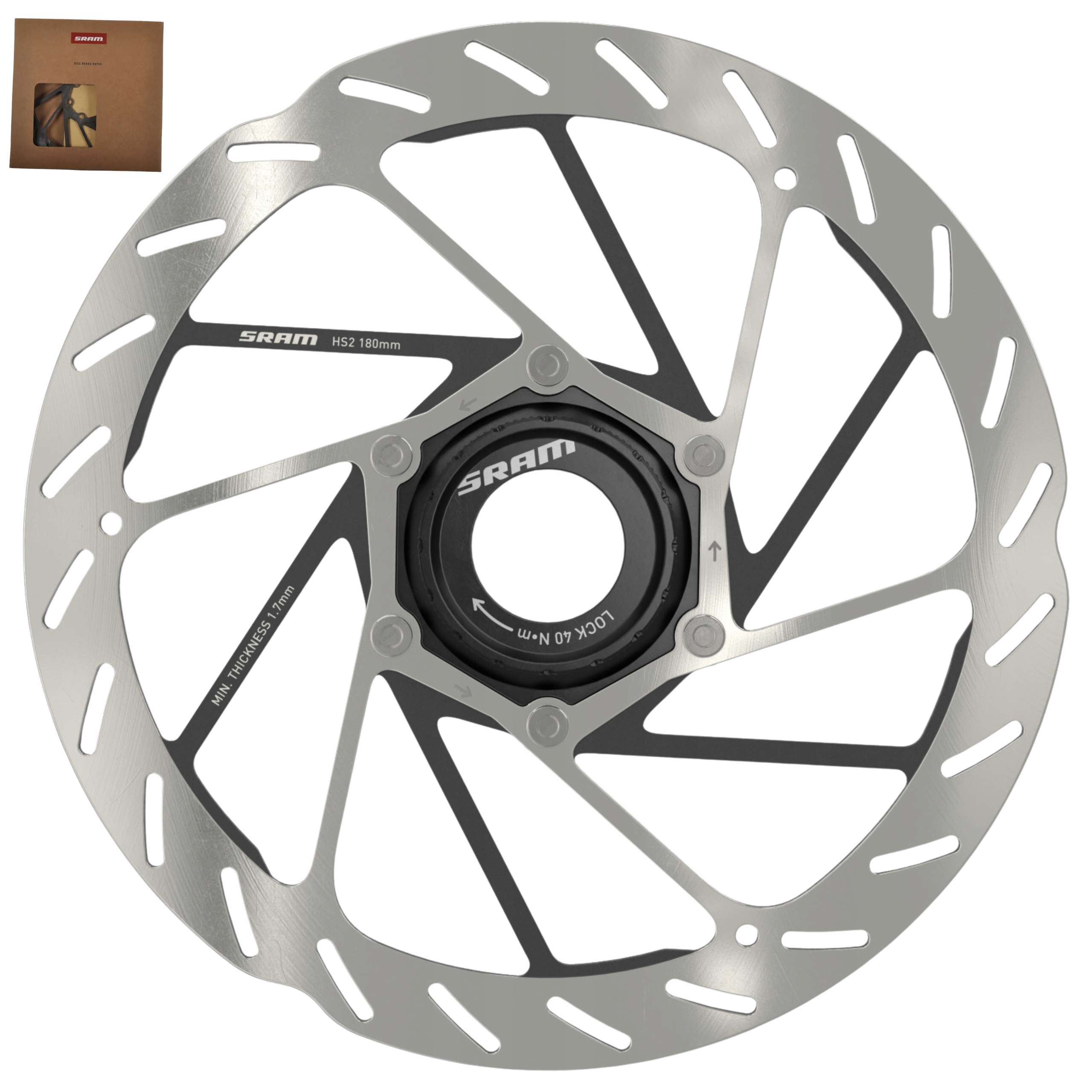 Oryginalna tarcza rowerowa hamulcowa Sram HS2 180 mm CenterLock CL Box