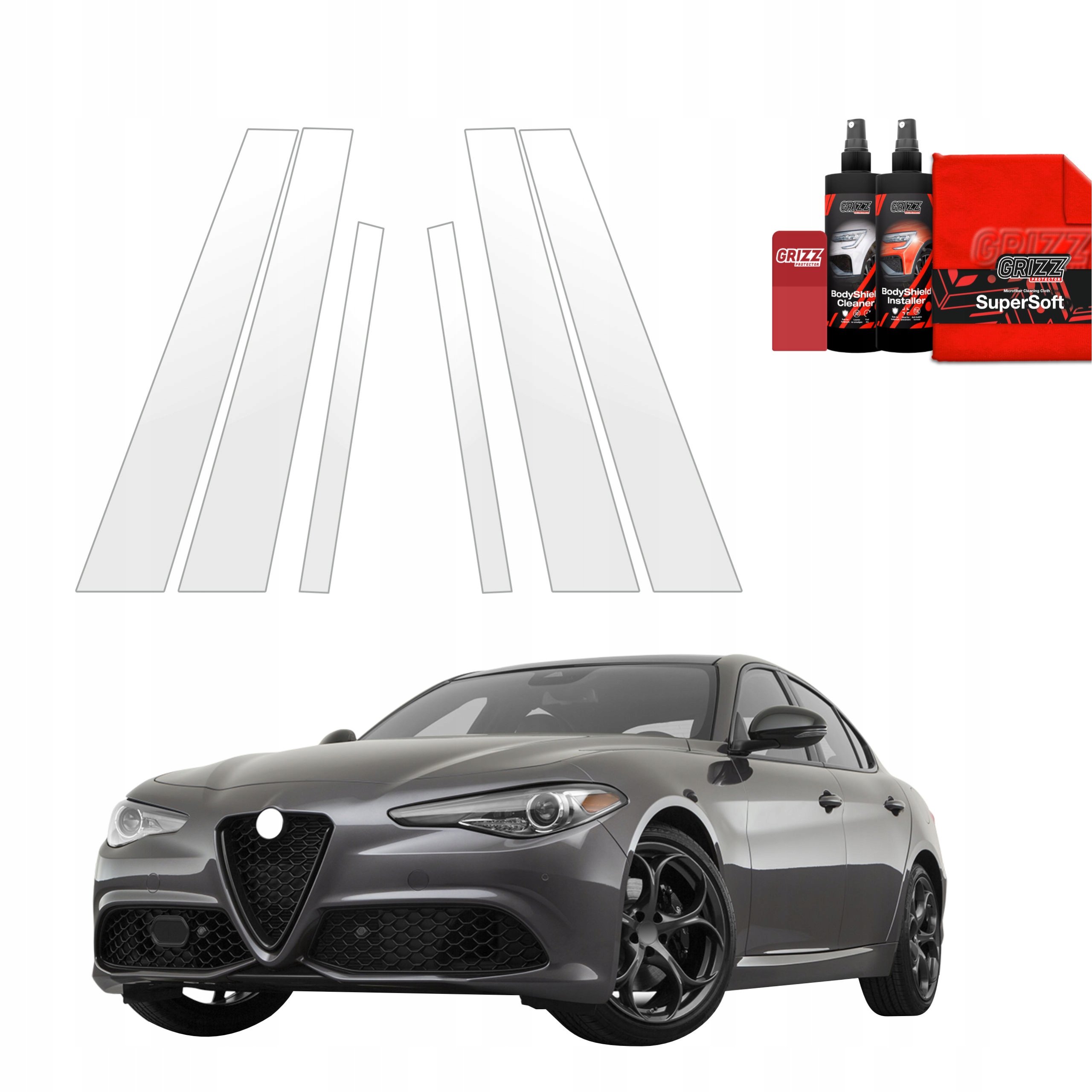 6v1 Fólie Ppf na sloupky pro Alfa Romeo Giulia (2023-2025) Grizz