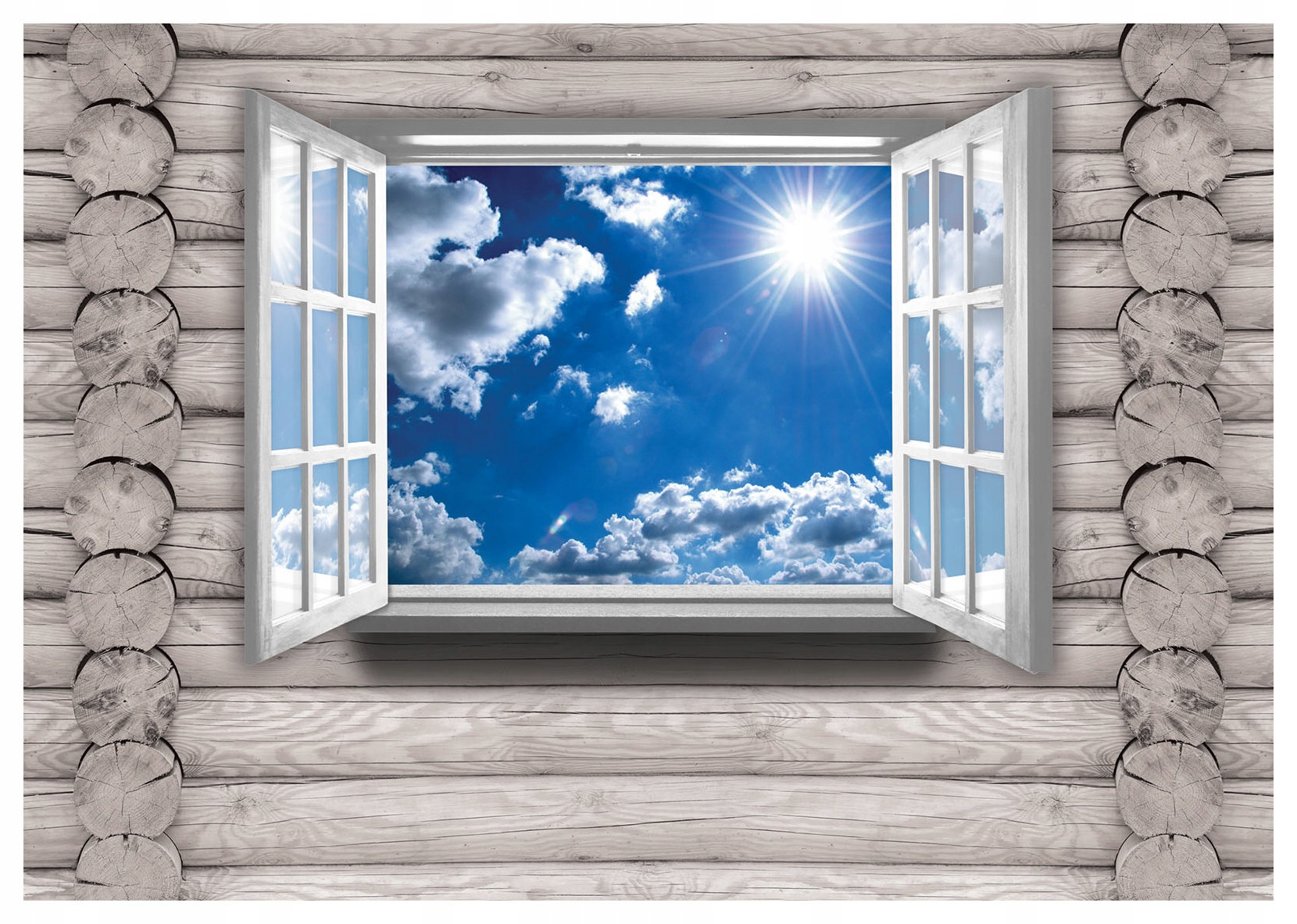 Tapeta Okno na sluneční světlo obloha mraky strom krajina 416x254+lepidlo