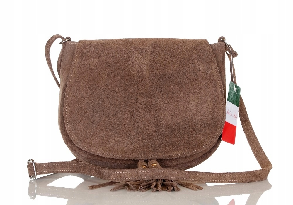 VERA PELLE ITALY Zamszowa listonoszka z klapą Model S29