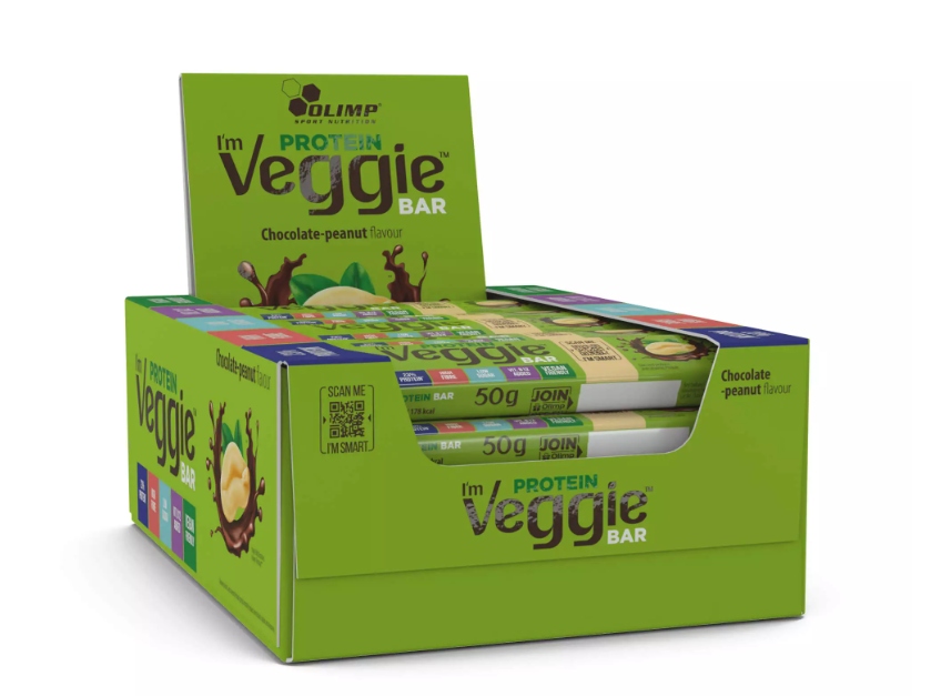 Levně Olimp I'm Veggie Protein 25x 50g Veganská Proteinová Tyčinka Čokoláda a ořechy
