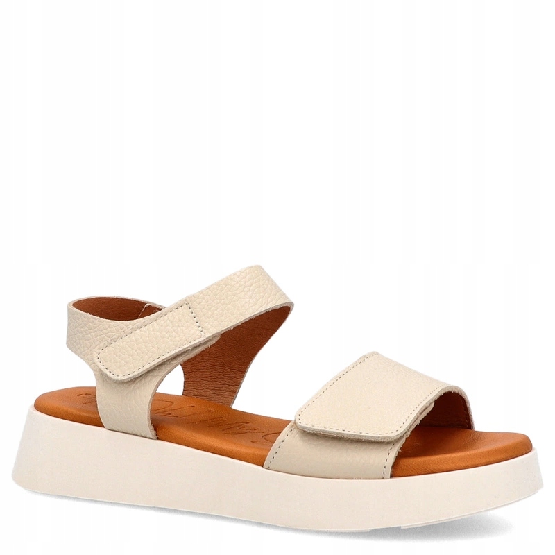 Kožené sandály se zapínáním na na suchý zip – Oh! My Sandals 5650 Krémové 36