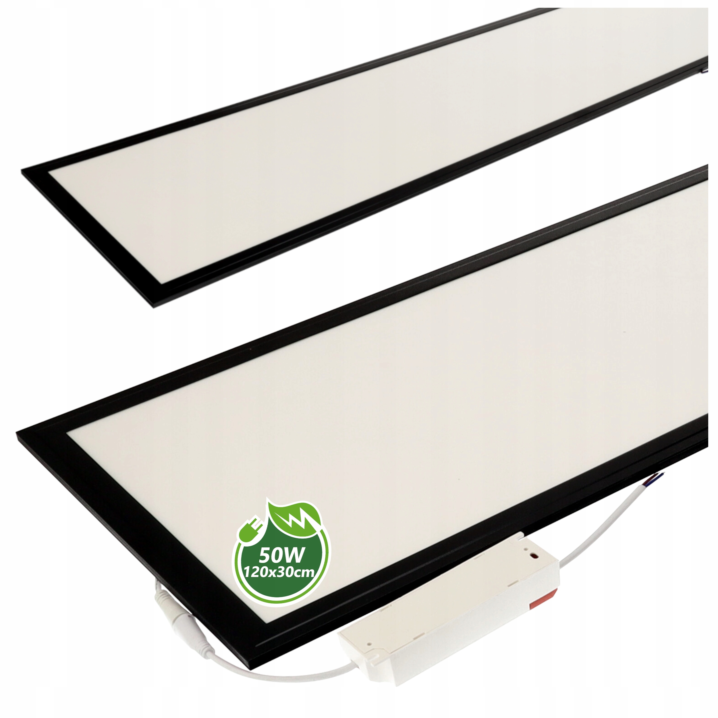 Lampa Led Panel Kaseton Sufitowy Plafon 50W 30x120 Czarna Ramka 4700lm