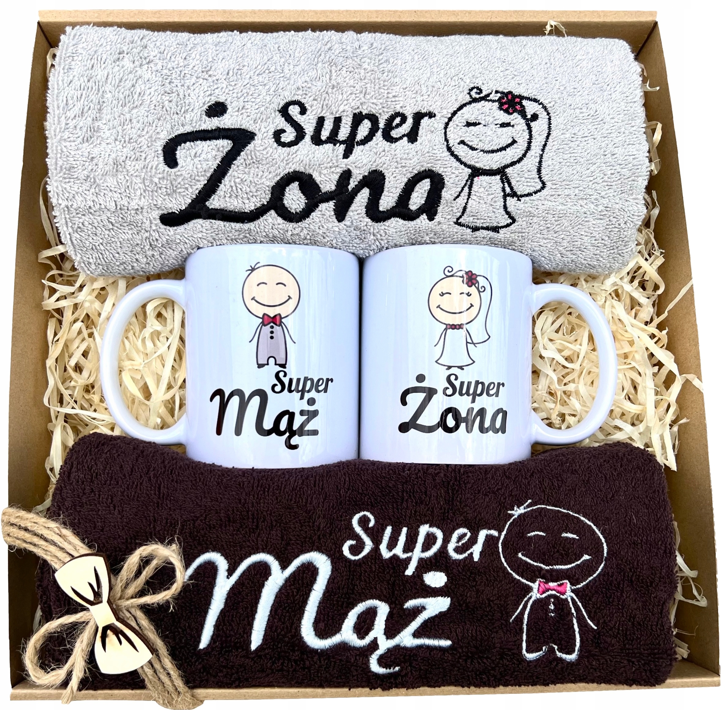 Oryginalny Prezent na Ślub Ręczniki z Haftem Kubki Marka FM