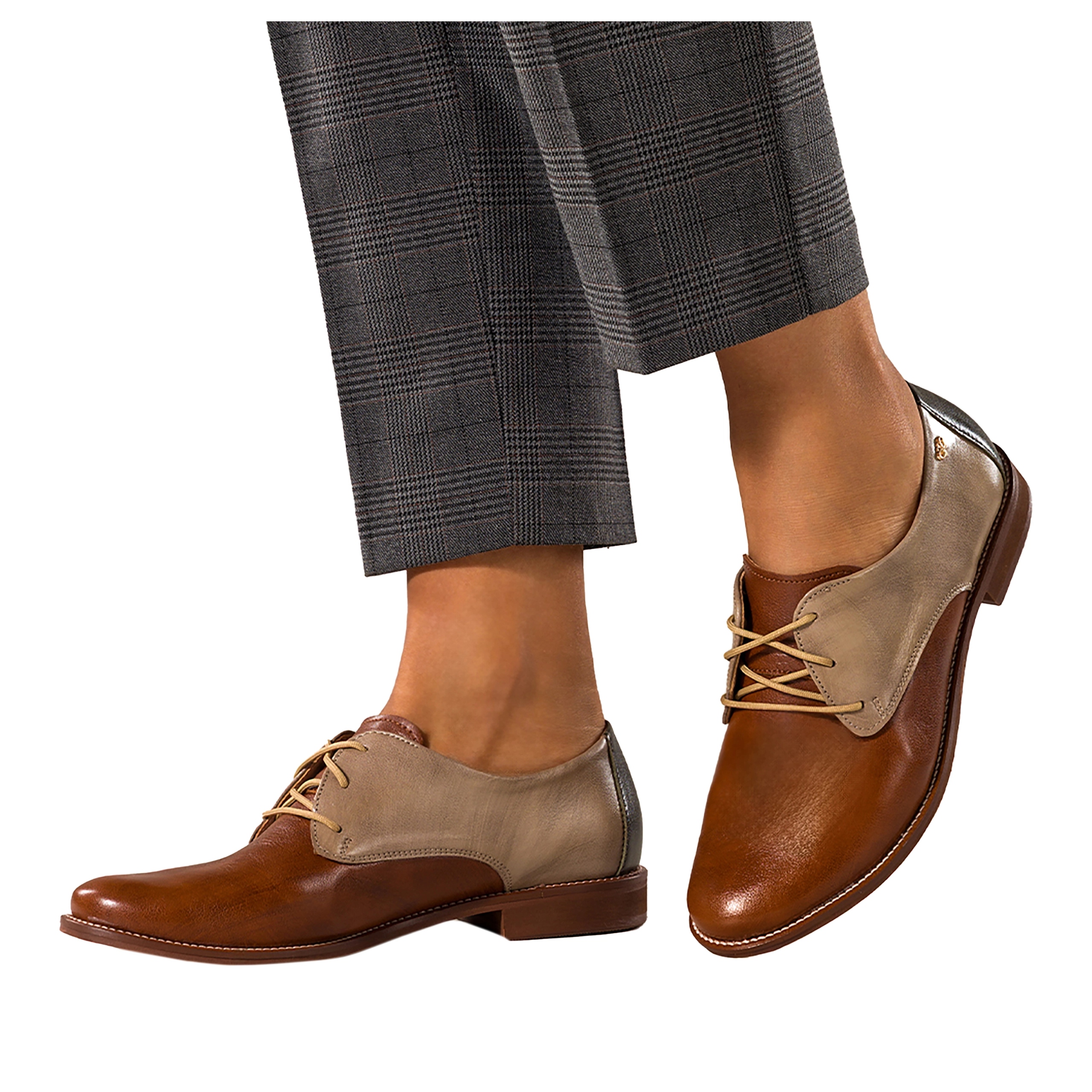 Dámské Polobotky Hnědé Kožené Pohodlné Zlaté Šněrovací Ozdoba Módní r 36