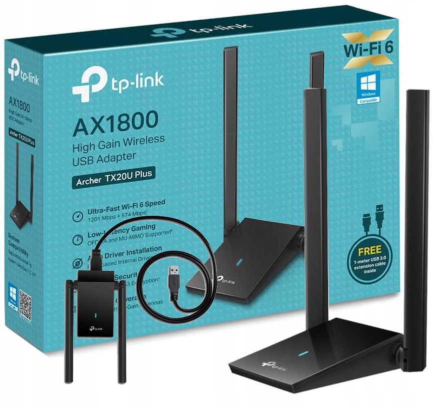Síťová Karta Tp-link Archer TX20U Plus Wi-fi 6 AX1800 WPA3 Usb 2 Antény