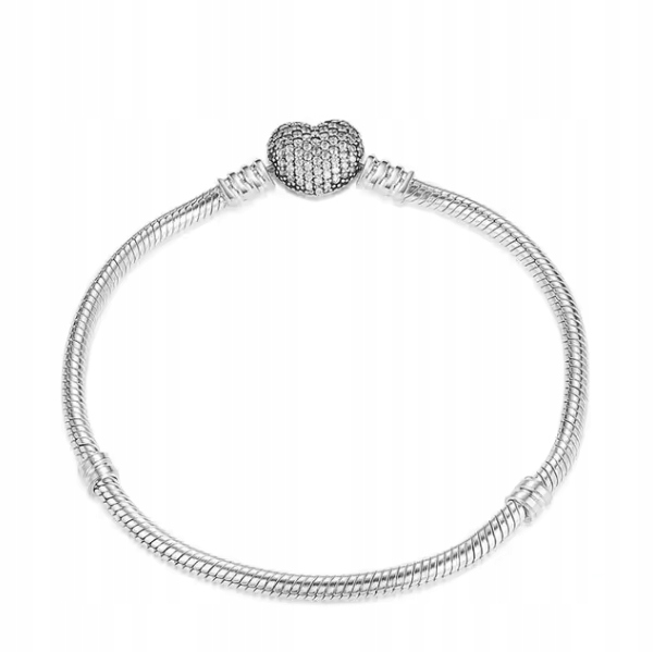 Modulární náramek pro přívěsky Srdce Zirkony Stříbro 925 20 cm