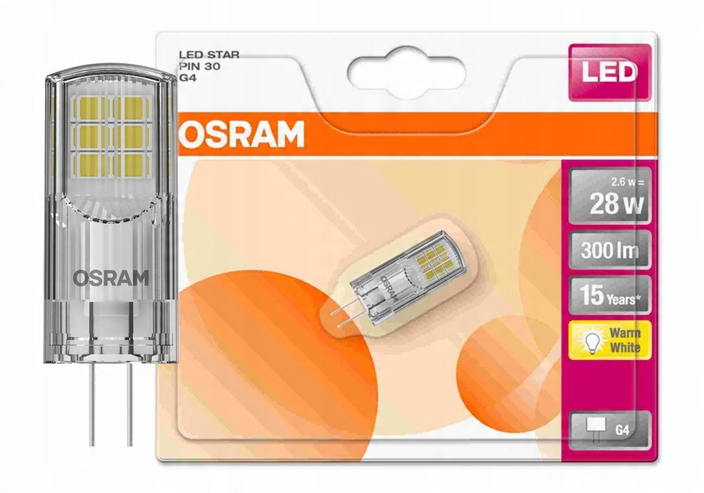 

Żarówka Led 12V 2,6W=28W G4 Osram 300LM b. ciepła