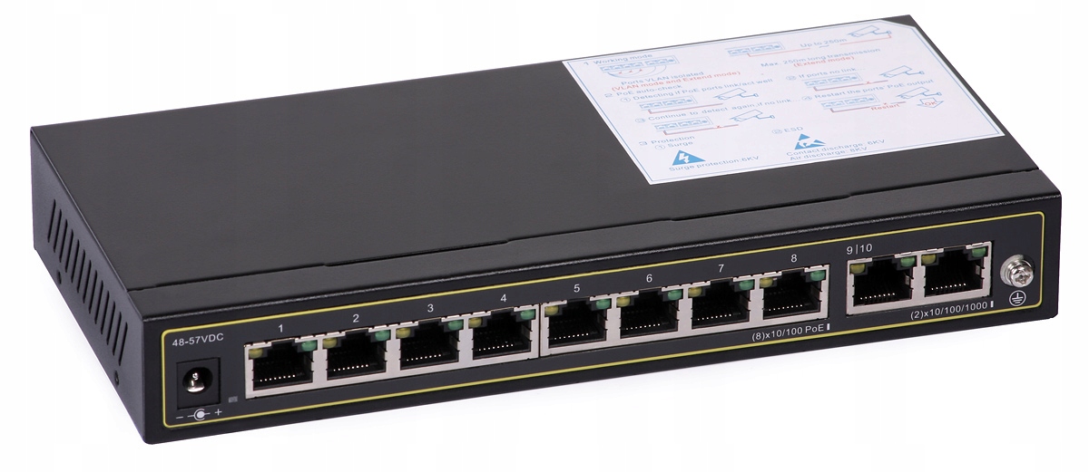 PoE Switch Ultipower PRO0208afat 10x RJ45 (8x PoE)