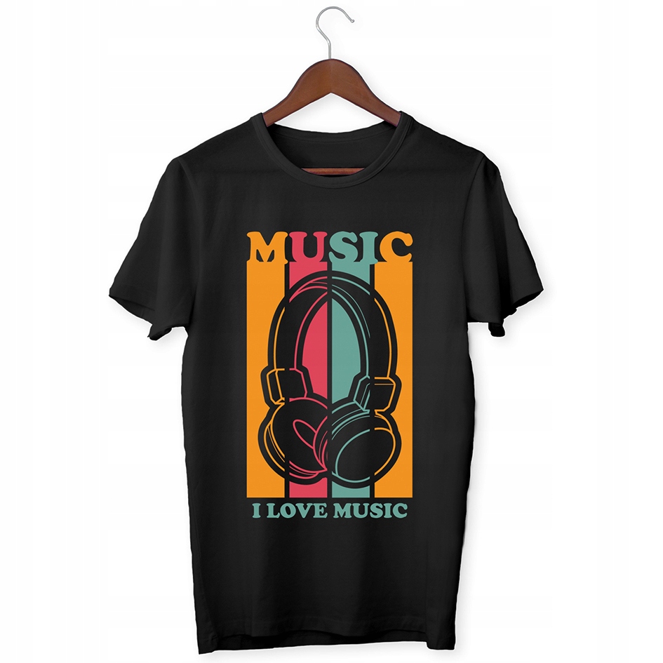 

Koszulka Z Nadrukiem I Love Music Muzyka S