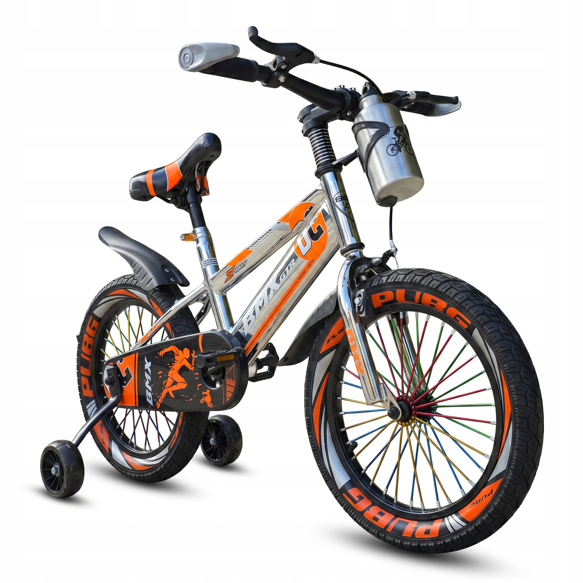 Rower Dziecięcy 16 cali Chrom Pomarańczowy Mtb Bmx Kółka Boczne Bidon