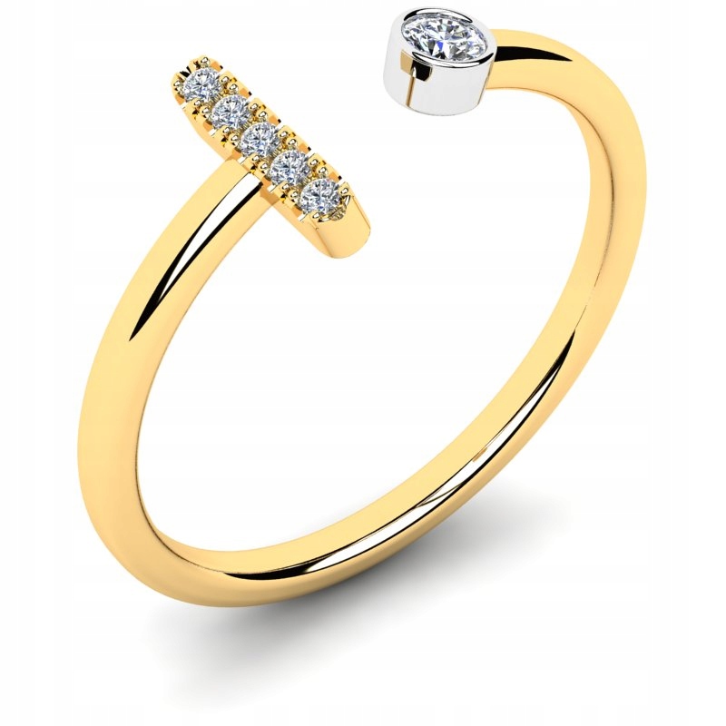 

Pierścionek Złoty Literka I Z Cyrkoniami