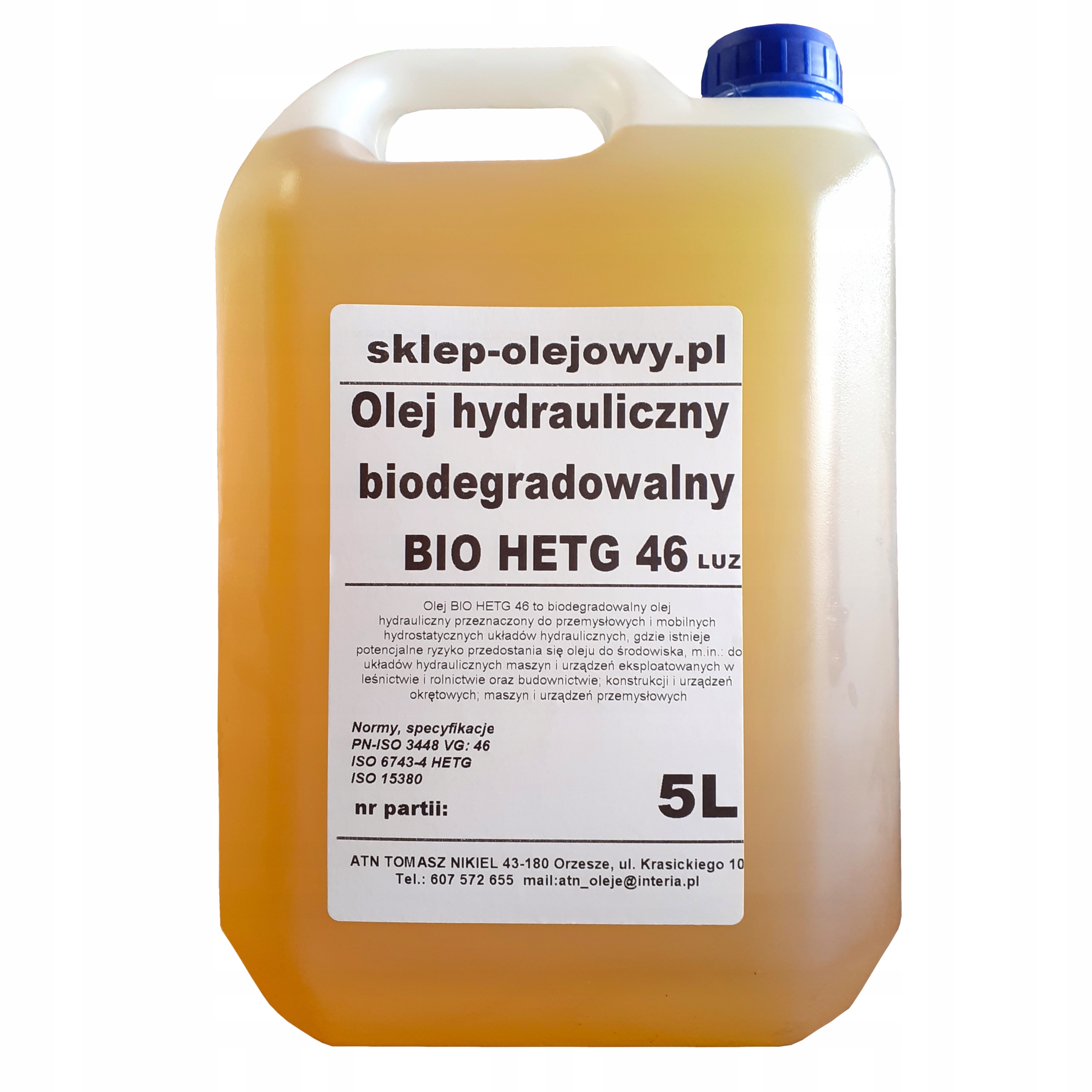 

Olej Hydrauliczny Ekologiczny VG46 Bio Hetg 5L