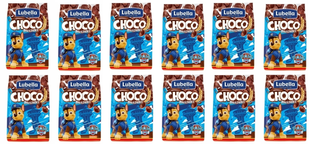 Levně 12 x 250 g Lubella Choco Obilné mušle s čokoládovou příchutí Karton