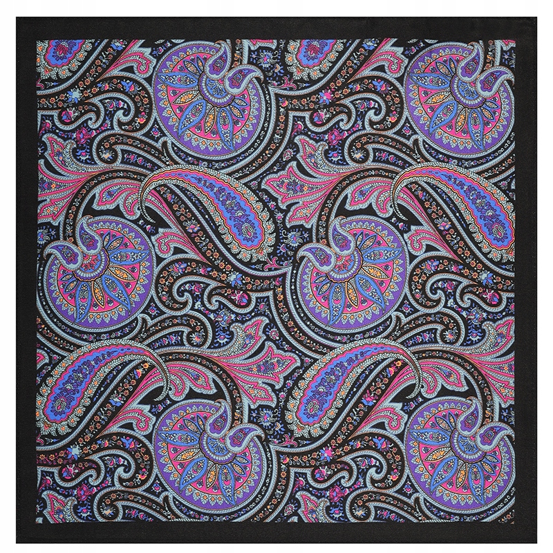 Černý pánský kapesníček ve vzoru paisley ze 100% hedvábí Pako Lorente One Size