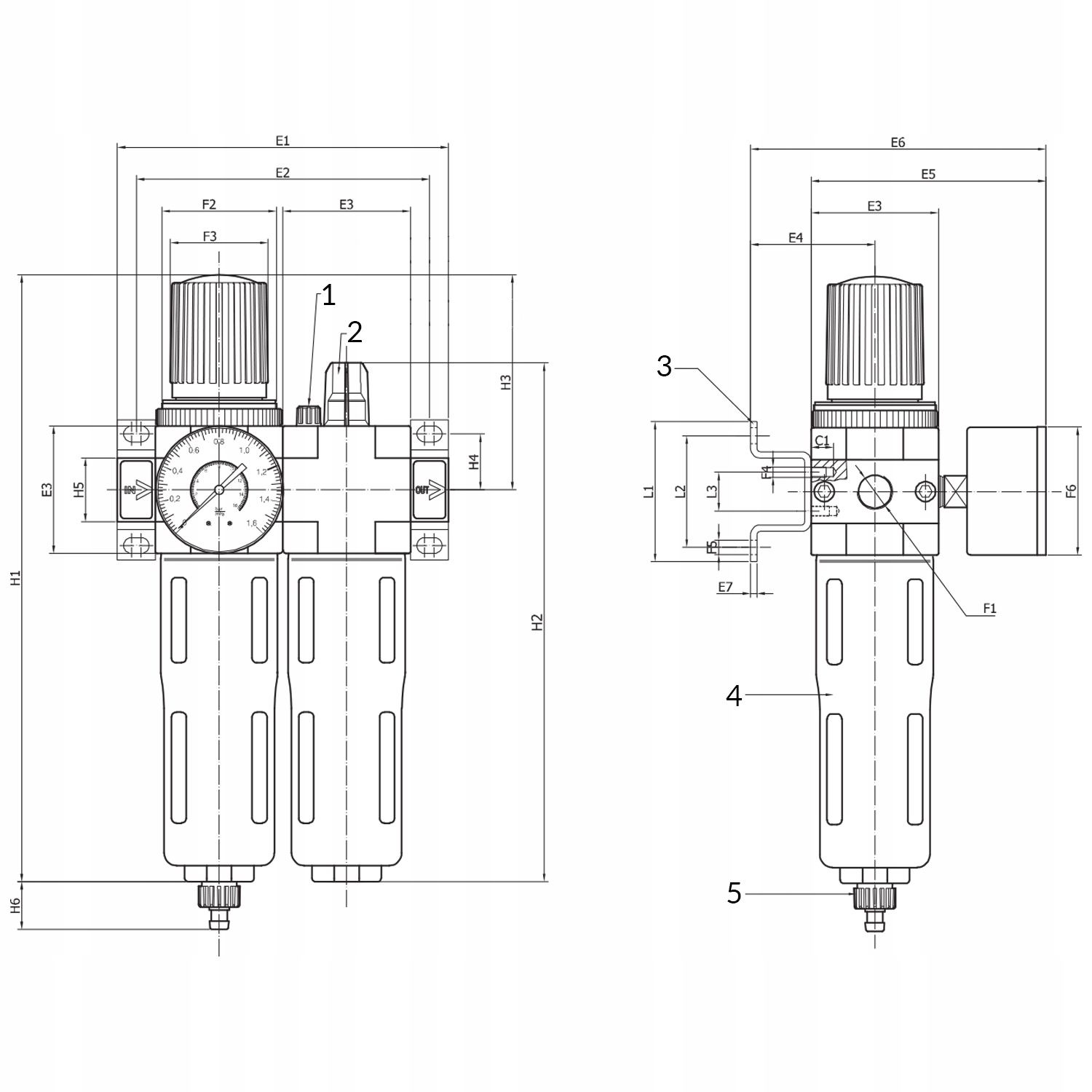 Blok przygotowania powietrza reduktor odwadniacz naolejacz RQS OU-1/4-MINI EAN (GTIN) 5907747633032