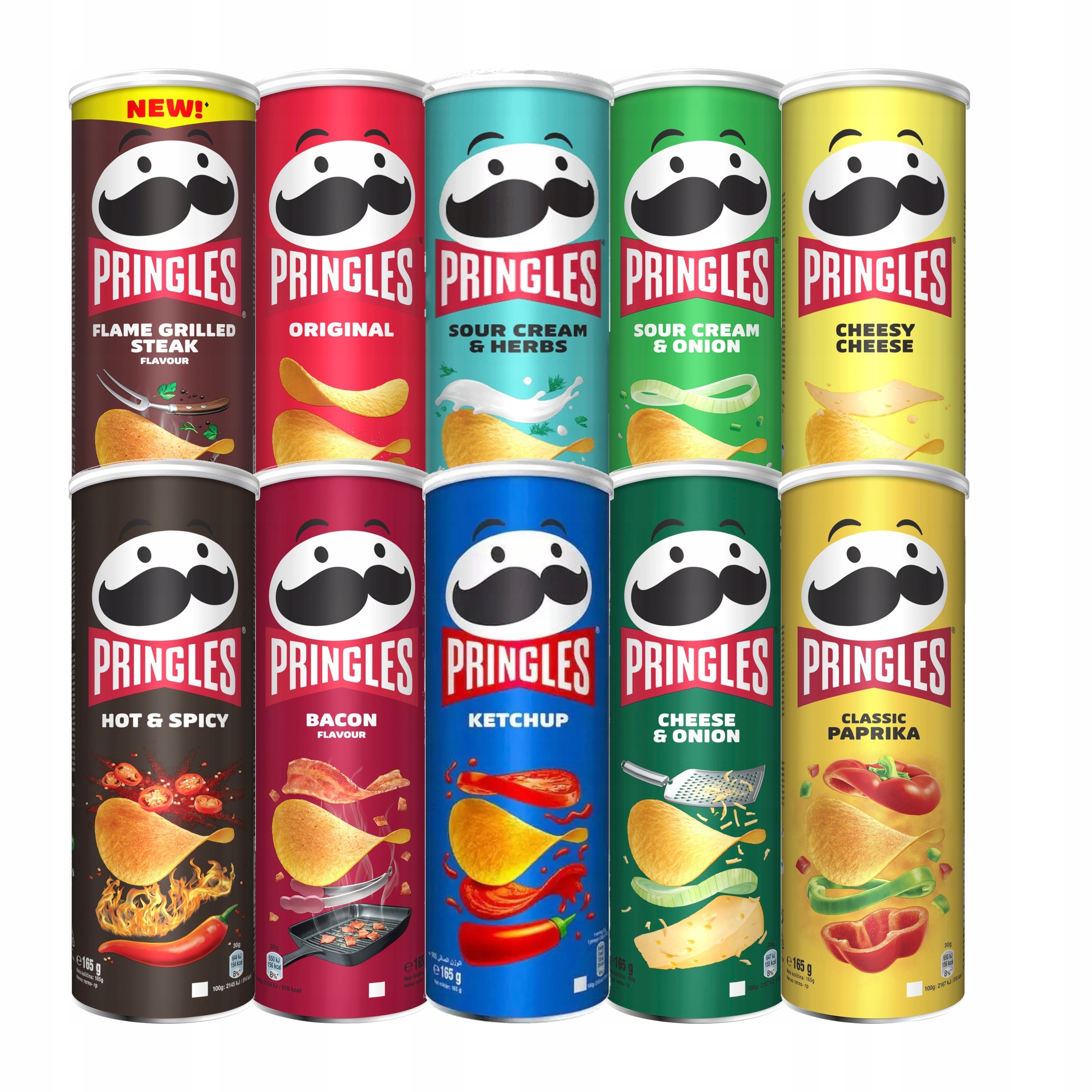 Pringles Zestaw 10 smaków chipsów Zestaw Impreza zestaw
