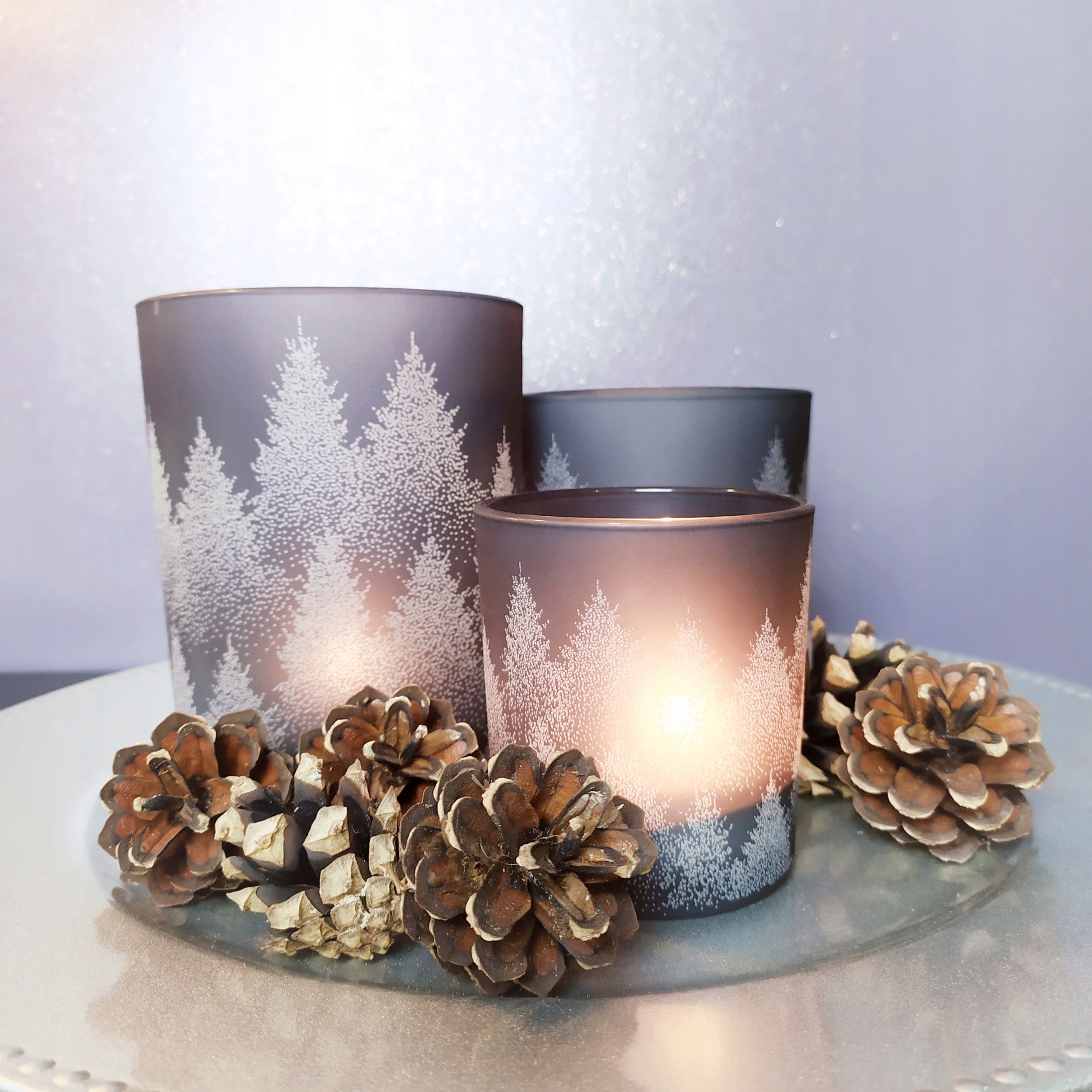 Świecznik lampion szklany szary wys.8 cm Wysokość produktu 8 cm