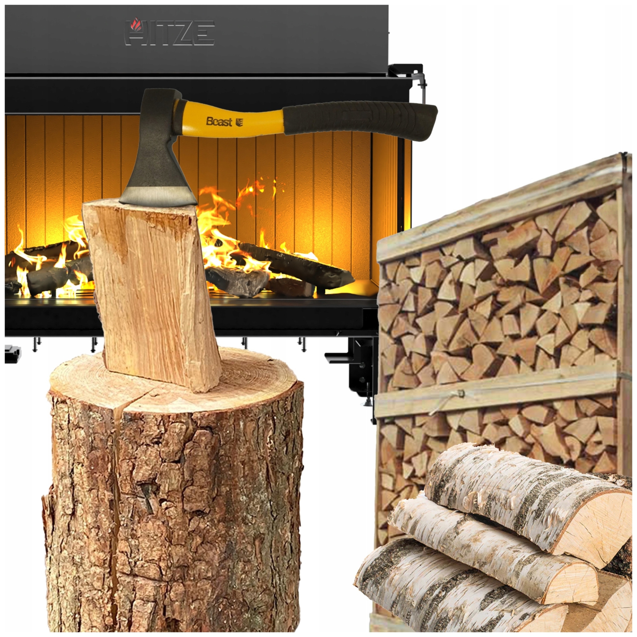 Drewno Kominkowe Opałowe Grill 40CM Brzoza Paleta 1MP 800KG Pień