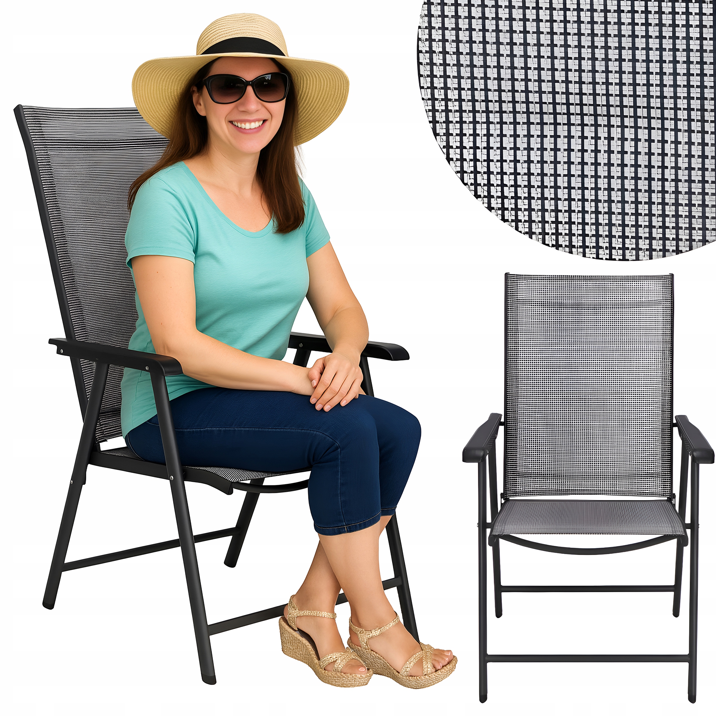 Moderná Balkónová Terasová Skladacia Stolička Do Záhrady 150 Kg, Sada 2 Ks