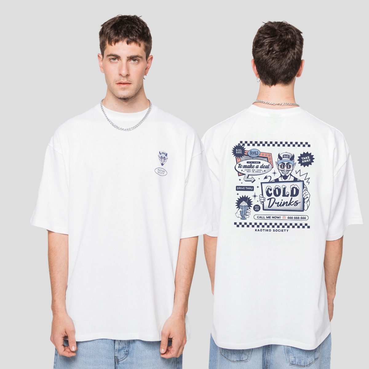 Tričko Kaotiko Cold Drinks Organic Cotton L, Bílá, Městské