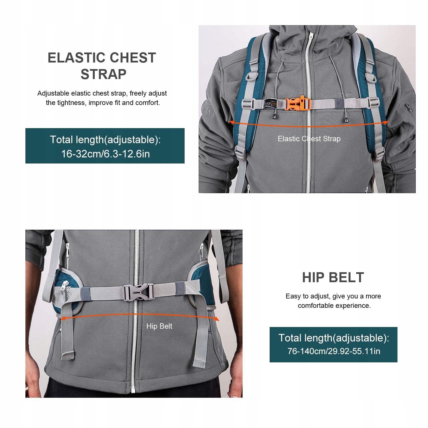 MOUNTAINTOP Plecak Trekkingowy 40L Unisex Z Pokrowcem Na Deszcz Outdoor — miniatura 3