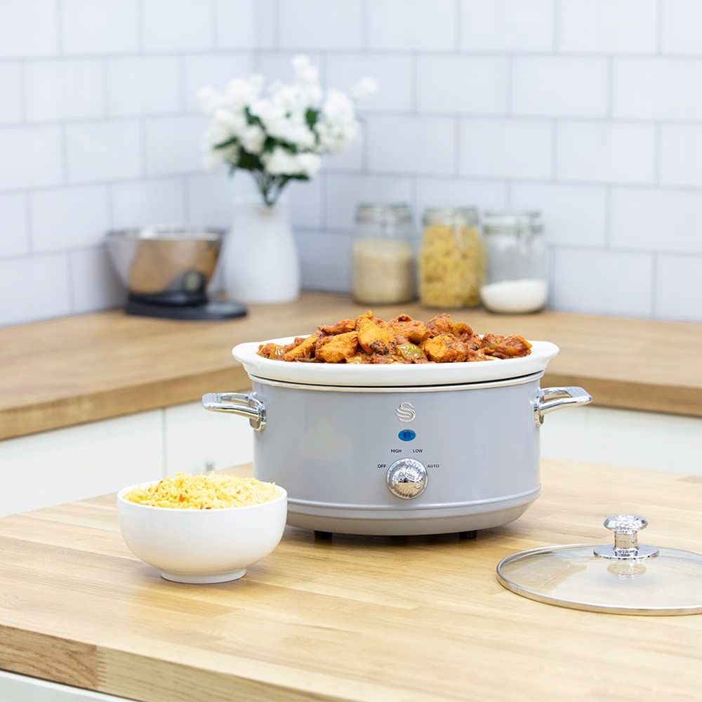 SWAN Retro Wolnowar 3,5L Ceramiczny Antyadhezyjny Szary 200W 3 Temperatury — miniatura 3