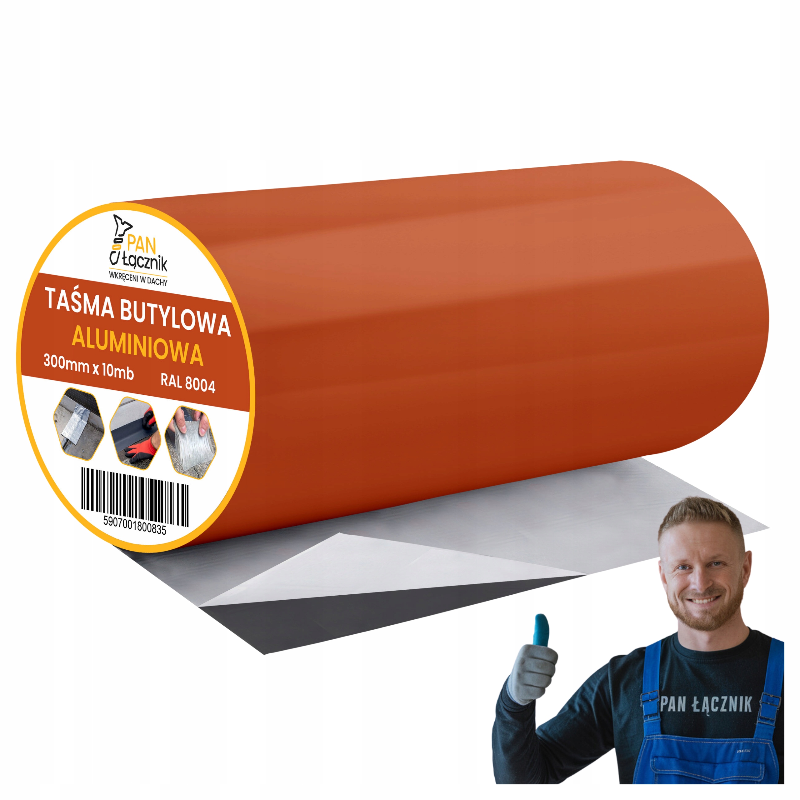 Butylová páska Dekarska hliníková 300 mm 10 m RAL8004 střešní