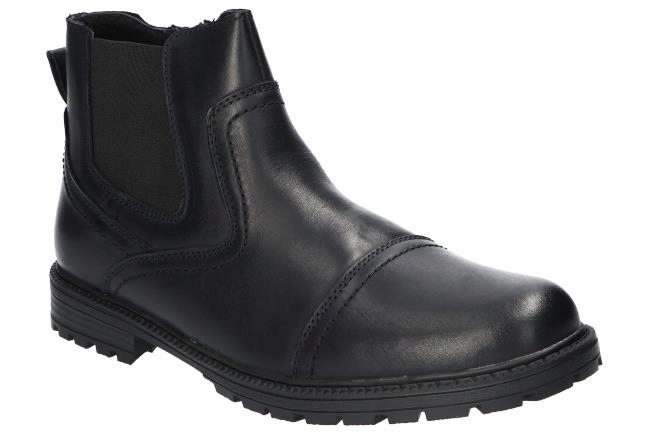 American Club CY131 Zateplené Kotníkové Boty Pánské Kožené Zimní Boty Bk 43