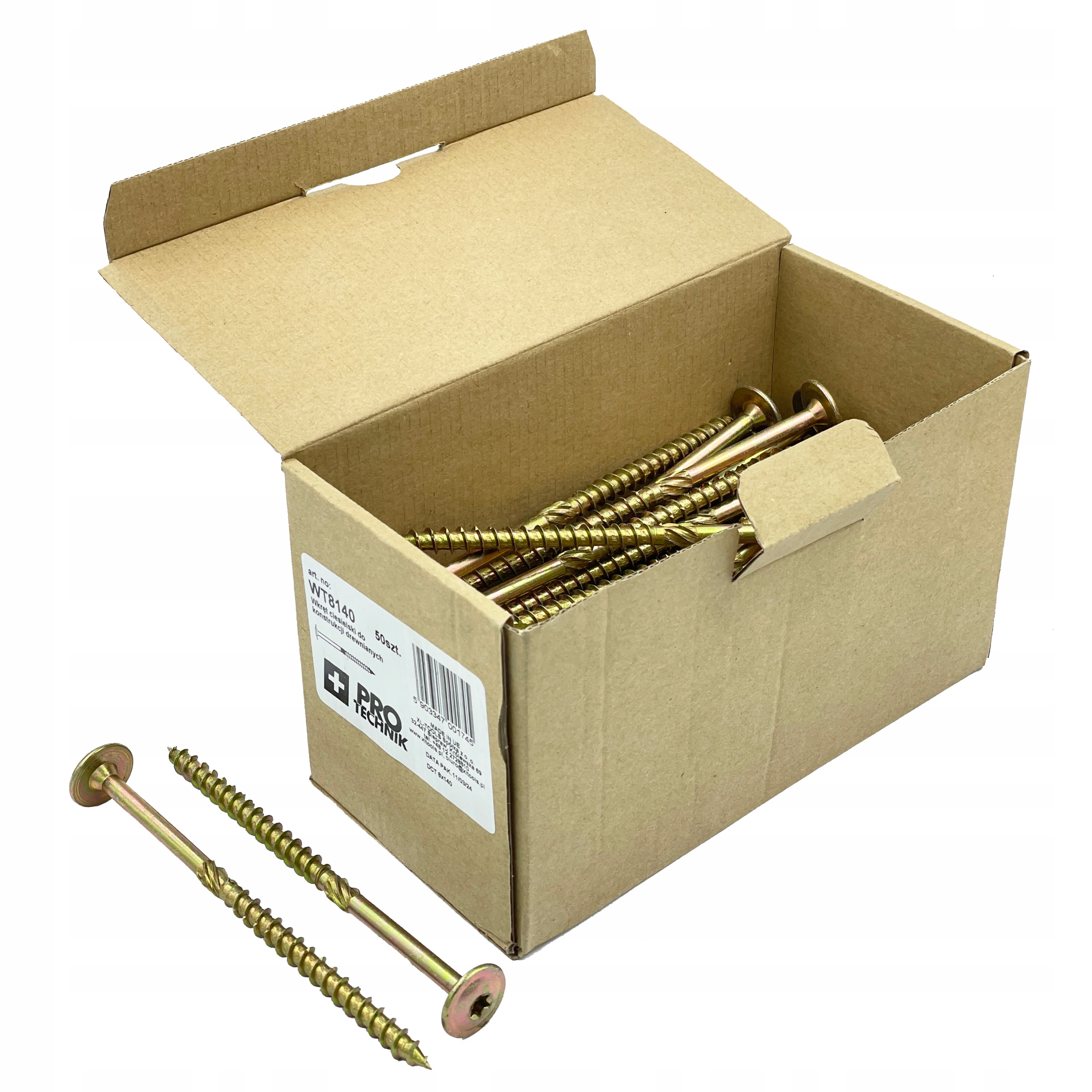 Tesařský vrut 8x140 pro dřevěné konstrukce, podložka Torx, 50 Ks