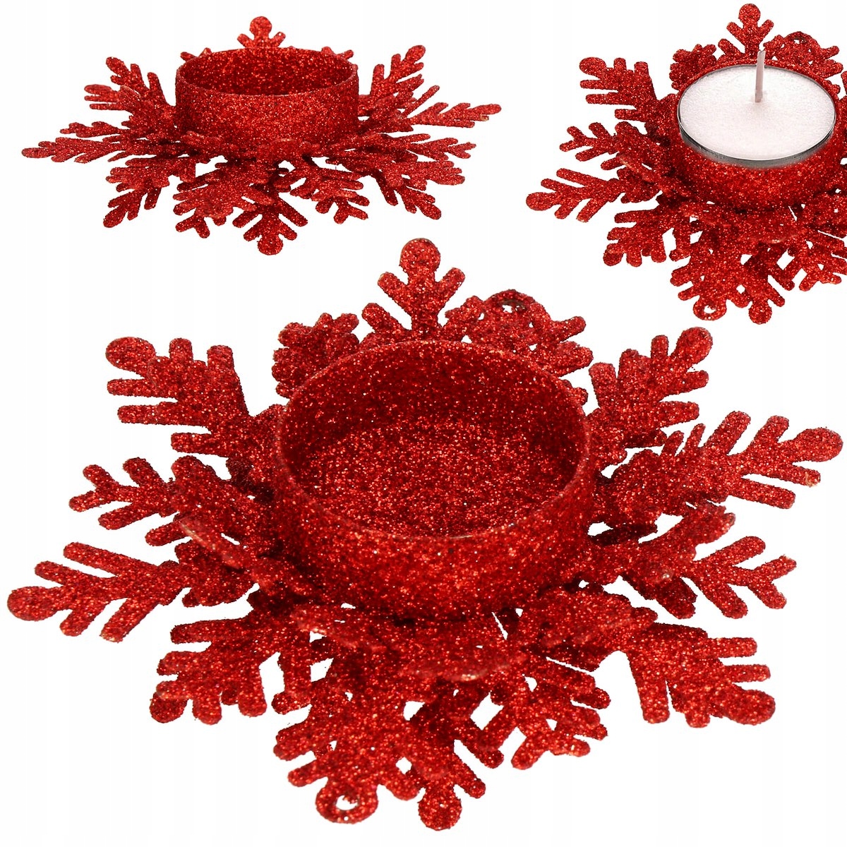

Świecznik Świąteczny Na Tealight Czerwony Brokat