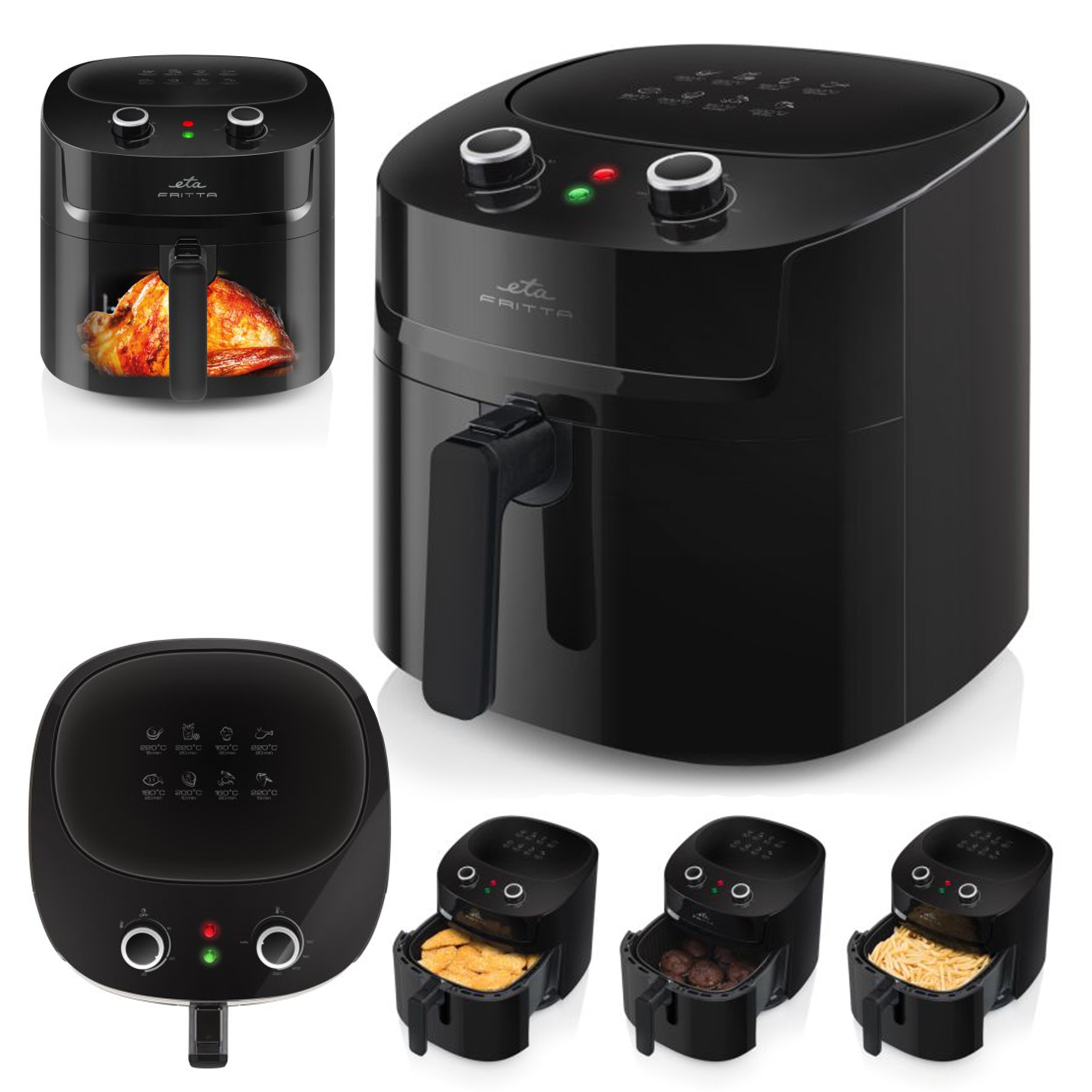 Fritéza beztuková Fritéza Air Fryer Velká 8 Programů 7,2 l 1800 W