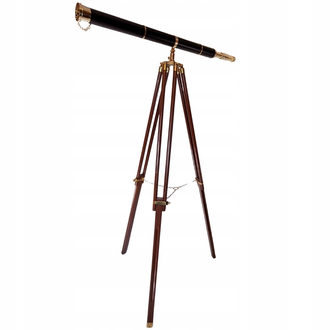Veľký dekoratívny ďalekohľad na drevenej trojnožke Twss