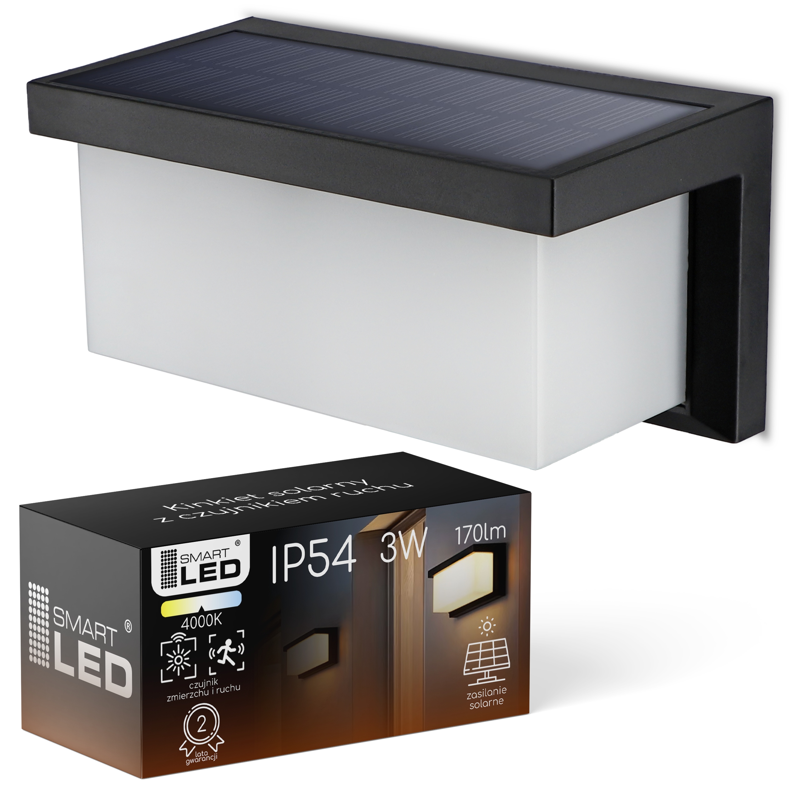 Solární Zahradní Lampa Led Fasádní nástěnné svítidlo Snímač soumraku pohybu