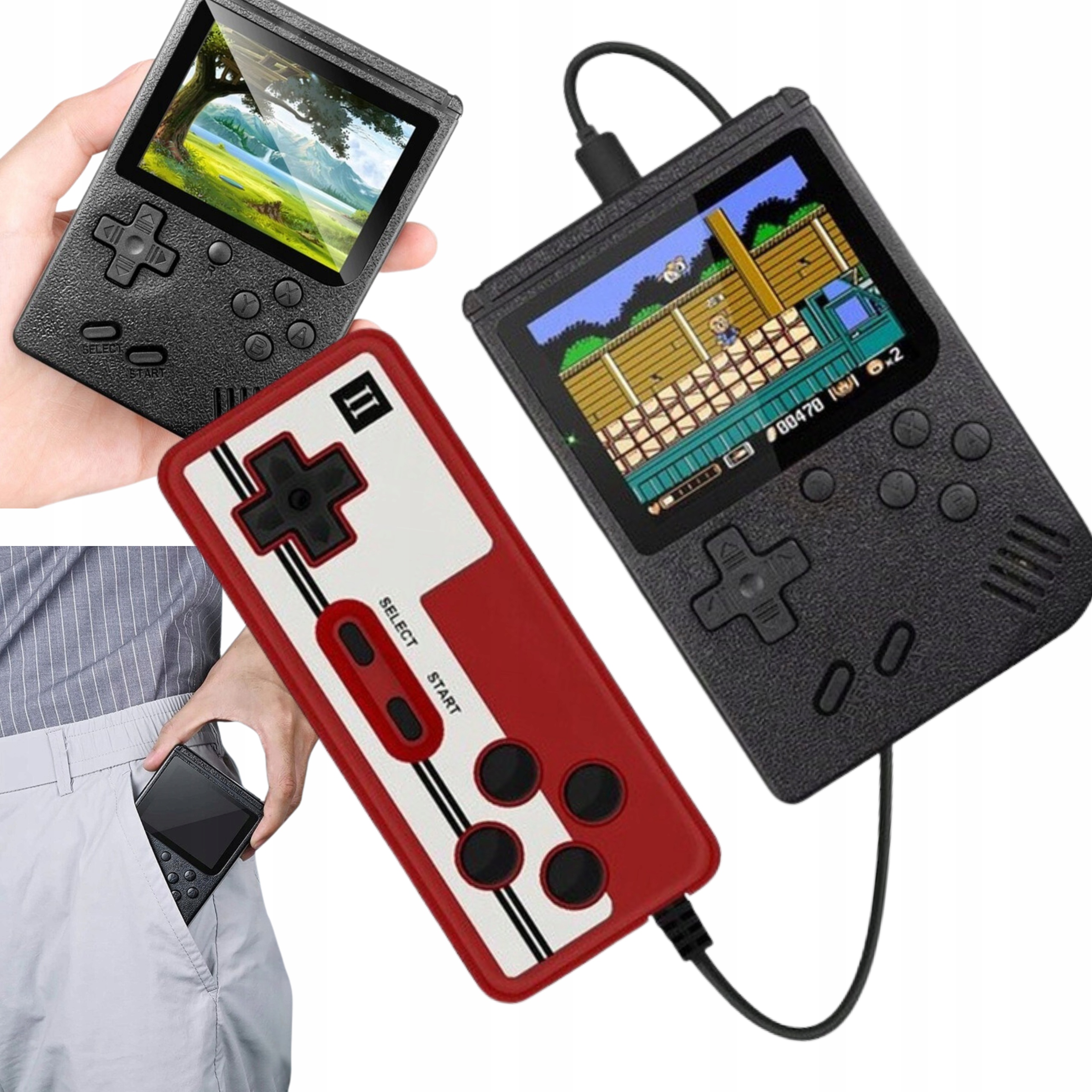 Konsola Retro D Gry Mini Przenośna Tv 400 Gier Pad