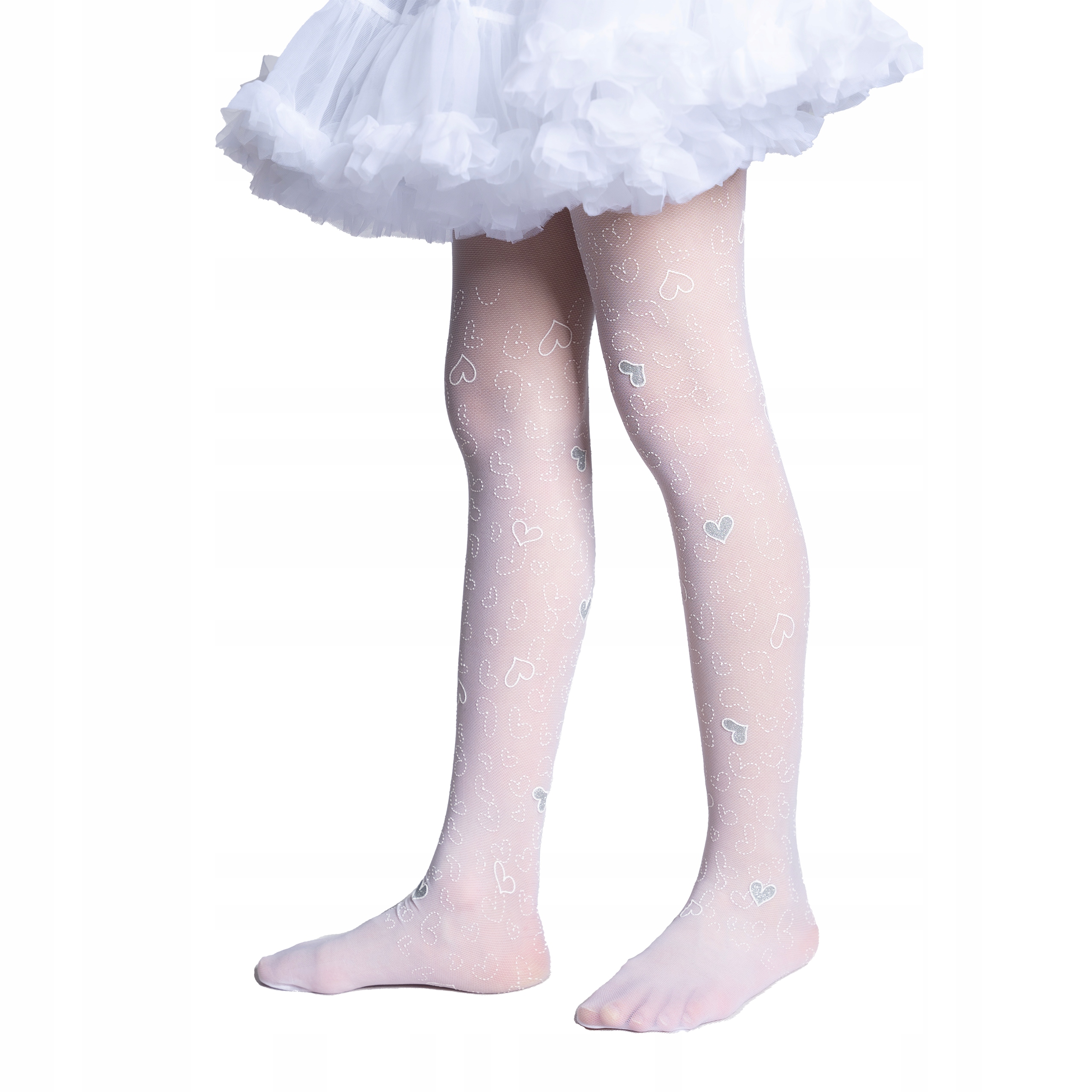 Rajstopy BIAŁE dziewczęce KOMUNIJNE z wzorem SUPER JAKOŚĆ Marka Fenome